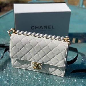 Chanel Ivory Quilted Pearl Small Chic Flap